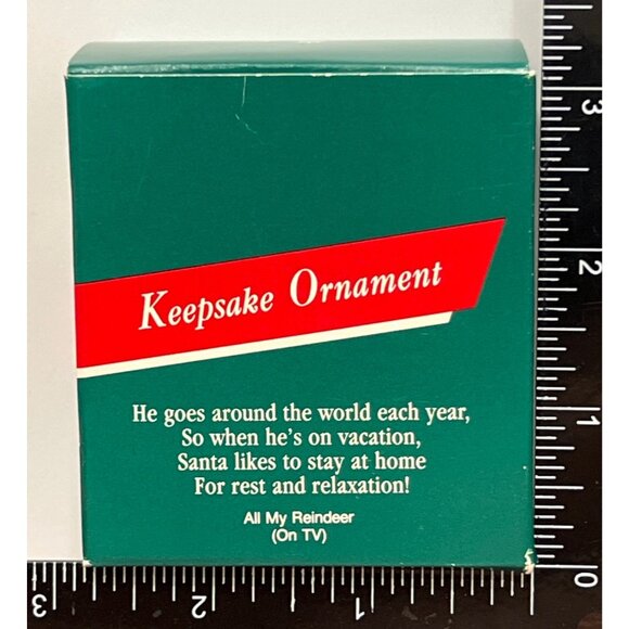 1989 HALLMARK KEEPSAKE ORNAMENT QX409-2 TV BREAK SANTA HAMMOCK ALL MY REINDEER - Picture 2 of 8